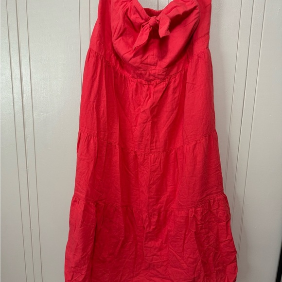 Universal Thread NWOT Women's 4x Coral Knotted Front Tiered Strapless Dress - Picture 2 of 8